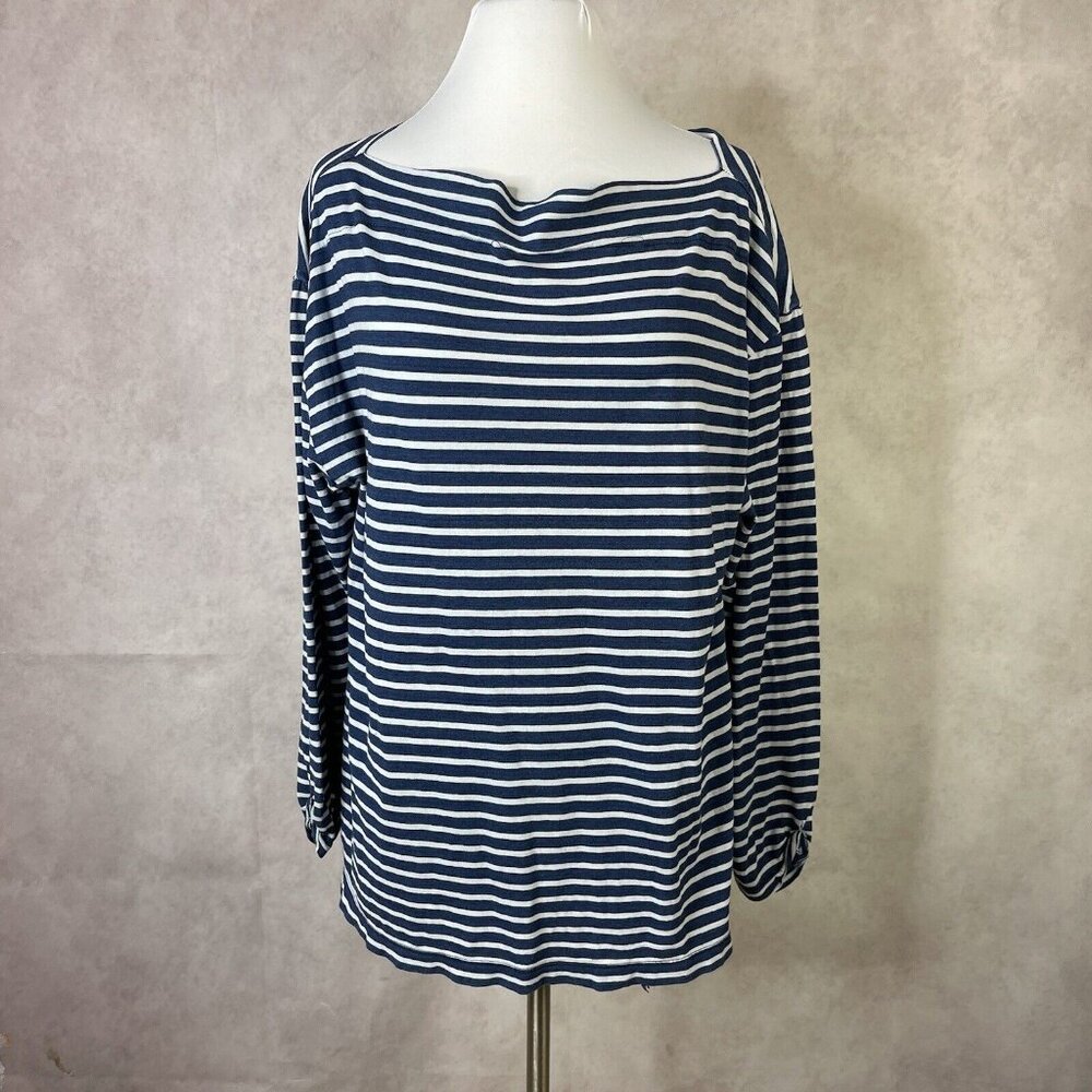 Current Elliott Blue Stripe‎ Boat Neck Breton Long Sleeve Tee Today Tomorrow 1/S